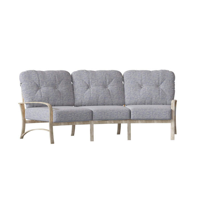 Fremont Outdoor 3 - Seat Patio Sofa, Weathered White, Canvas Bird's Eye Sunbrella® Canvas