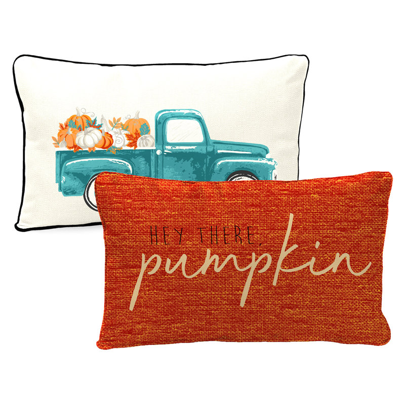 16" x 12" Outdoor Lumbar Throw Pillow with Welt, Orange