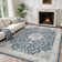 Floral Blue Non-Slip Washable Area Rug