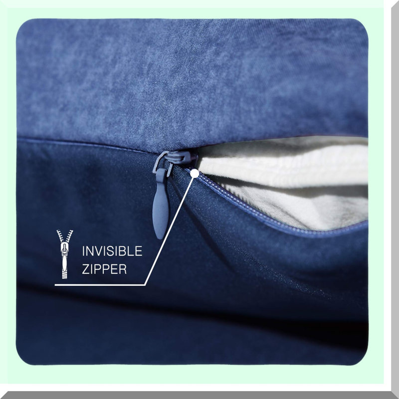 Luxury Navy Blue Microfiber Pillowcase Set - 20x36 Inch Bed Pillow Cover - Wrinkle, Fade, Stain Resistant - Hidden Zipper Closure - Set of 2 Brushed Pillow Cases