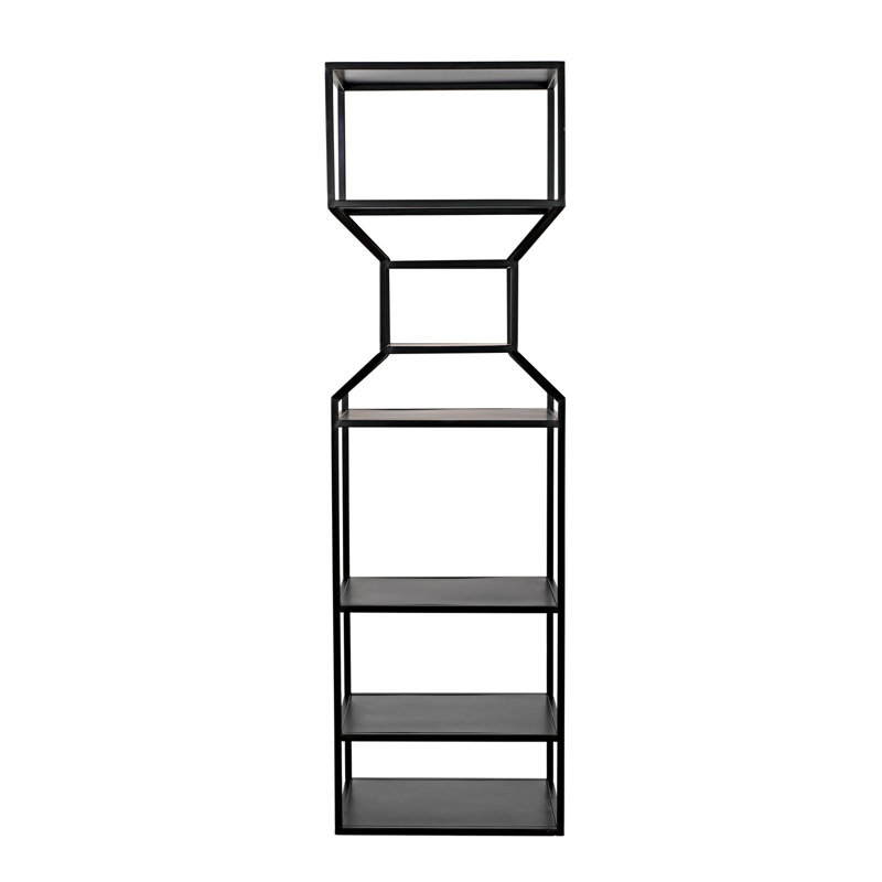 Downtown 83" Black Wood and Metal Etagere Bookcase