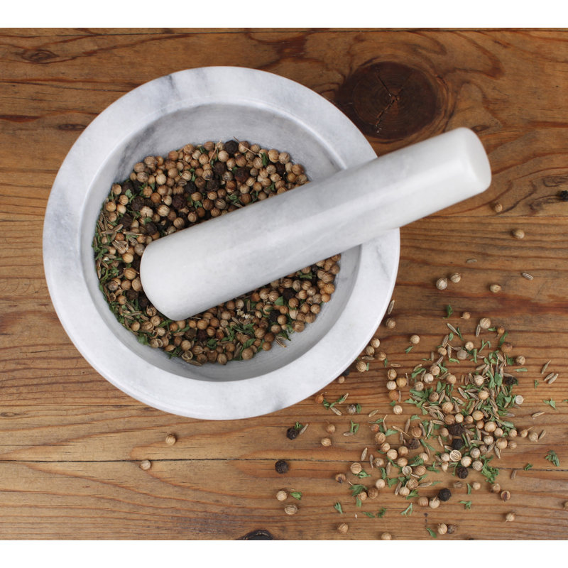 White Marble Kitchen Mortar and Pestle Set