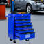 Rolling 6 Steel Tool Storage Box, 20" Black & Blue, Bearing Slides, 4 Universal Wheels, Lockable With Key Blue Chest Wheels  2 Brake , Lockable, Pull Handle For Movement-1559927135