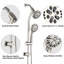 Double pomme de douche en nickel brossé avec perceuse - Barre coulissante en acier inoxydable et fonction de massage à impulsion à tige de spa murale 7 têtes pour plus de confort