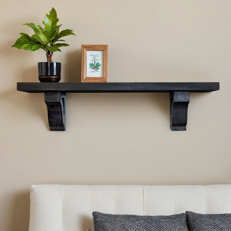 Rayne Shelves/W Corbels, 6" H x 14" W x 4.5" D, Black