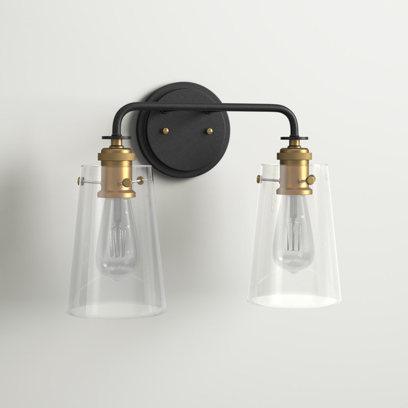 Éclairage de salle de bain à intensité variable 2 lumières Duggins, Noir / or doux