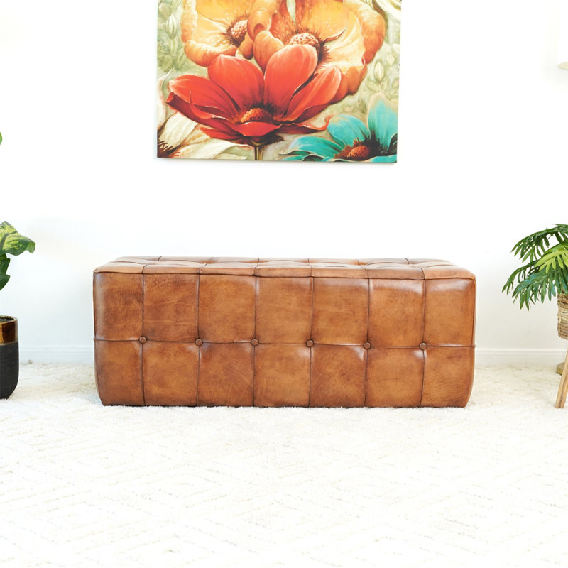 Banc en cuir brun clair Benjamin