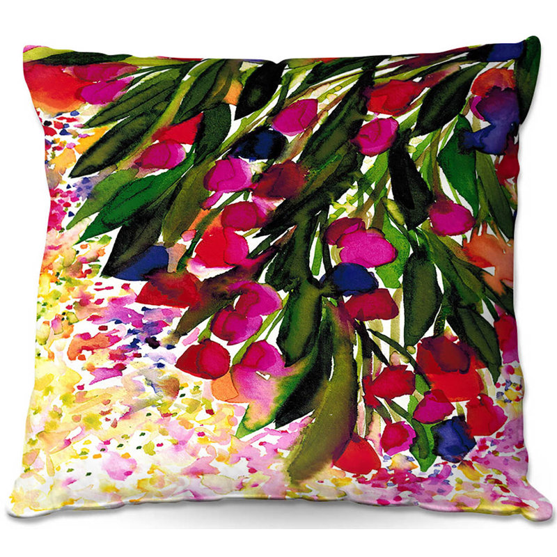 Reversible Throw Pillow, 20" x 20", Pink/Purple/Green