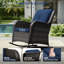 Chaise berçante d'extérieur en osier avec coussins-68592943
