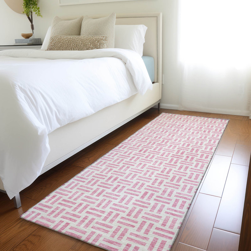 Premium Machine Washable Prisco Pink Rug, Runner 2'3" x 7'6"