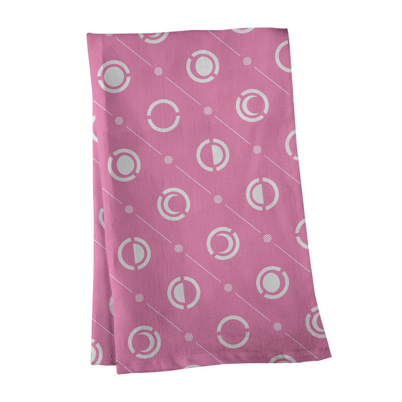 Torchon Moon phases, Rose / ciel, Croisé en coton