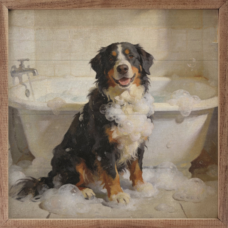 Bath Time Bernese Mountain Dog, 4" H x 4" W