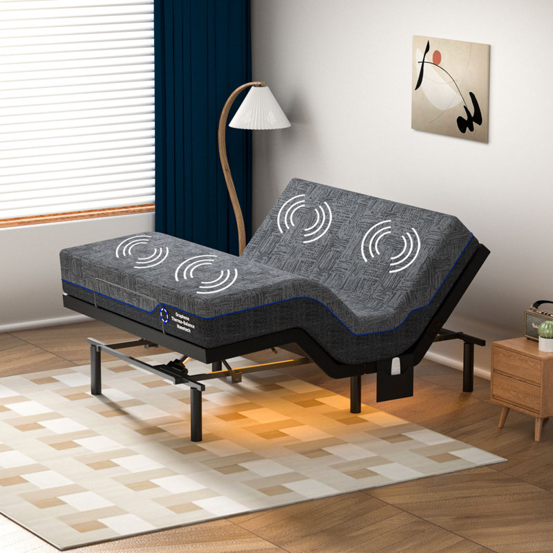 Adjustable Bed Frame With Gel Memory Foam Mattress, Electric Bed Frame With Massage,APP Control & Wireless Remote, Graphene Fabric Cover, Pressure Relief, Mattress In A Box