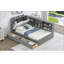 Lit plateforme en bois avec tête de lit, tablettes et 2 tiroirs-430917204