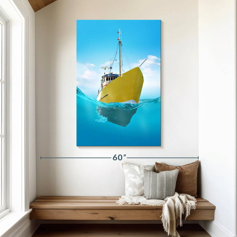 Mehar Yellow Ship, 48" H x 32" W