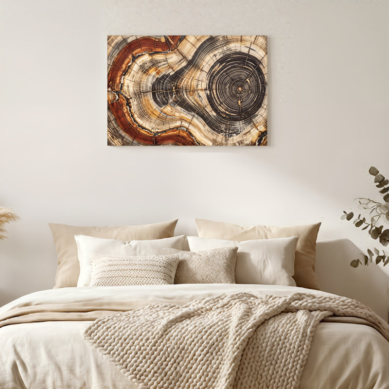 Art mural sur toile avec anneaux d'arbre, 20"H x 30"W