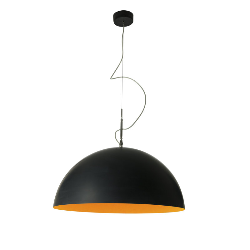 1 - Light Black Dome Pendant, Black/Orange