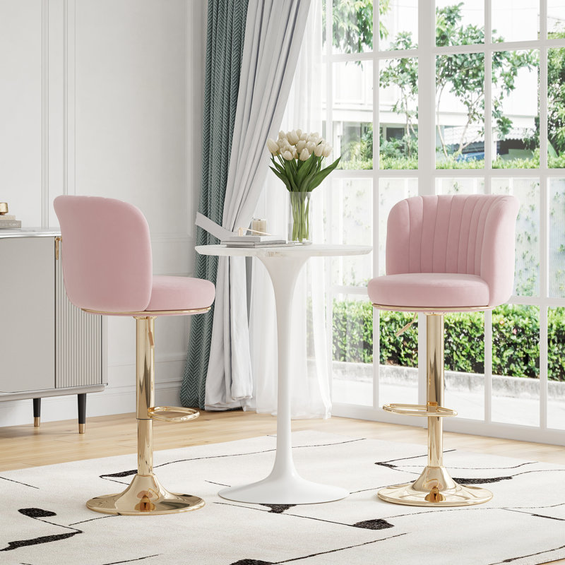 Tabouret de comptoir rembourré à hauteur ajustable, Rose