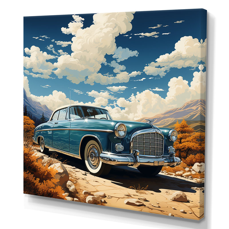 Une voiture rétro sur toile, 24" H x 24" W, Toile tendue