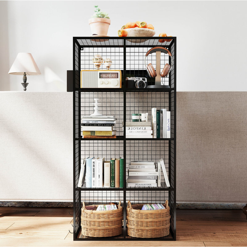 8 Cube Metal Storage Organizer,Display Modular Bookshelf Shelf for Bedroom,Office,Black