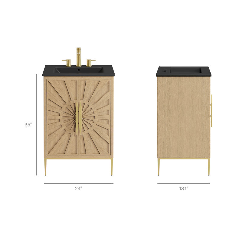 Meuble-lavabo de 24 po Awaken, Chêne, Noir