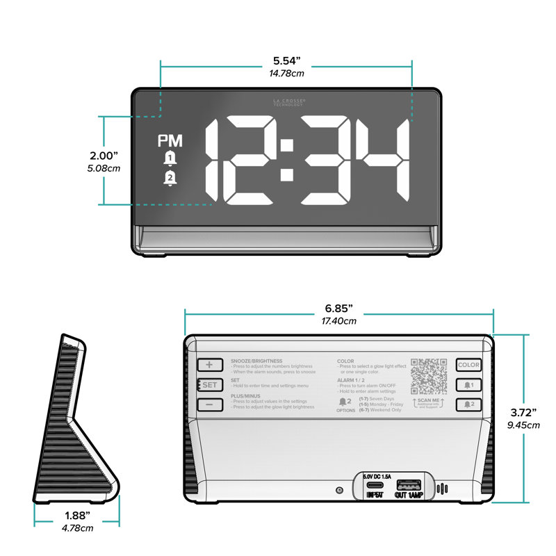 Digital Electric Tabletop Alarm White Clock with Color Changing Light