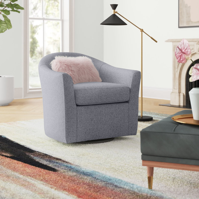 Antai Upholstered Swivel Barrel Chair, Twilight