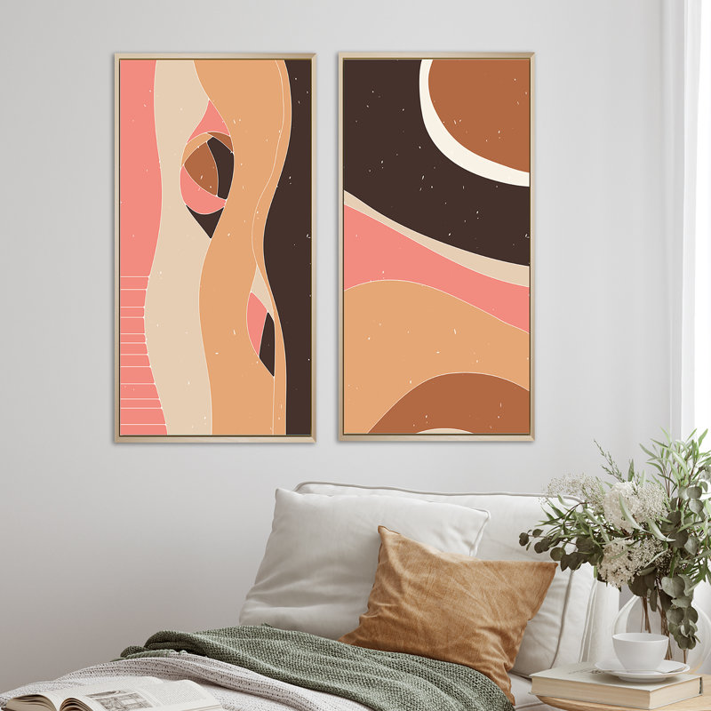 «Retro Abstract Colorful Landscape Design V», ensemble de 2 reproductions, H 40 po x l 40 po x P 1,5 po