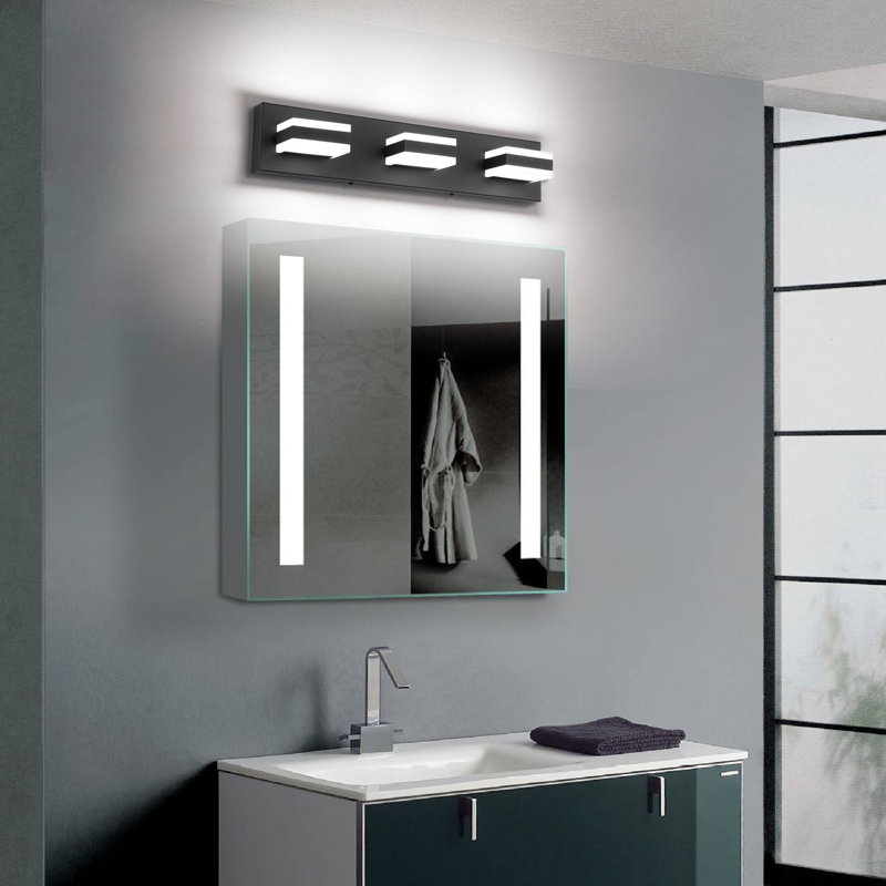 Matte Black Dimmable 3-Light LED Bathroom Vanity Fixture
