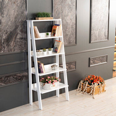 Meuble de rangement pour échelle moderne à 5 niveaux Furnish Home Store Otavio, bibliothèque à cadre en bois pour petits espaces dans votre salon
