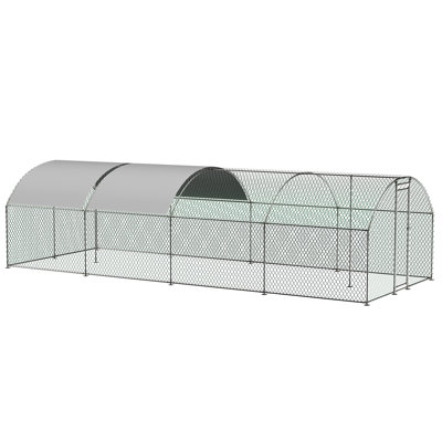 Large Metal Chicken Habitat 26'X9'x6' - Walk-In Poultry Cage With Weather- Cover Outdoor Backyard Farm Place For Rabbits Duck Simple To Assemble And Clean Coop Layer Compartment Straightforward Build