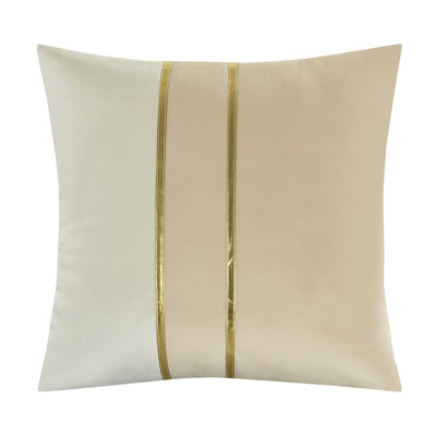 Lin violet, motif de ruban en velours doré, polyester, microfibre de luxe moderne ultra douce, dossier uni, 18 po x 18 po, carré, coussin décoratif décoratif