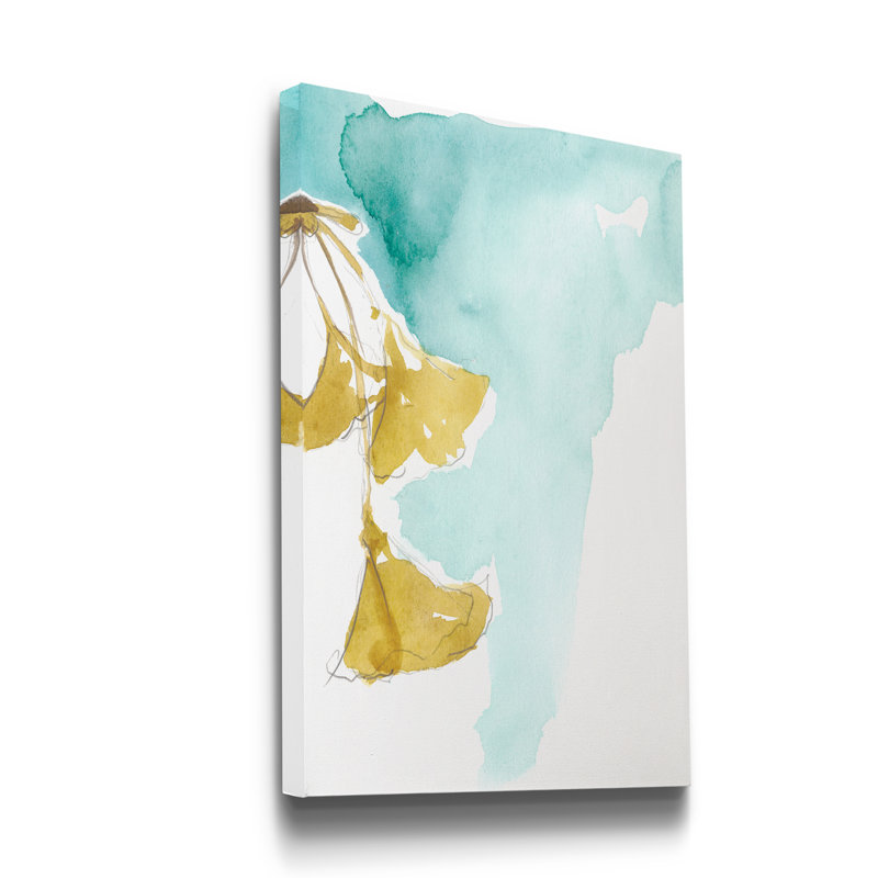 Reproduction d’art sur toile tendue « Ginkgo on Dusty Teal IX », H 48 po x l 32 po x P 1 po