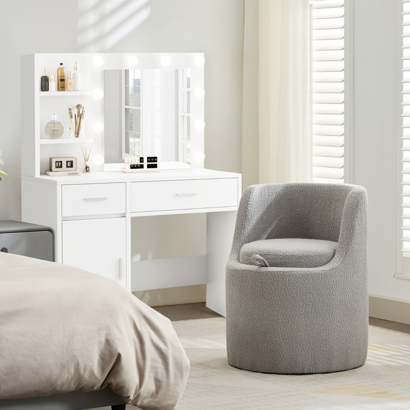 Tabouret de coiffeuse Yosef, Gris
