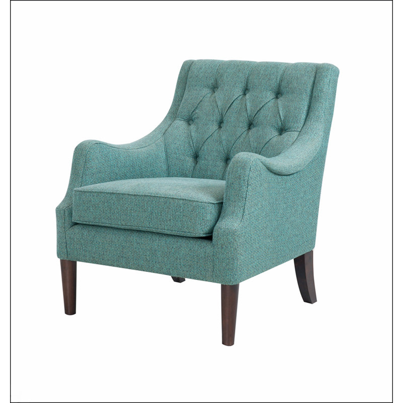 Élégante chaise d'appoint capitonnée en polyester sarcelle à 4 pieds, parfaite pour la lecture et la détente dans n'importe quelle pièce