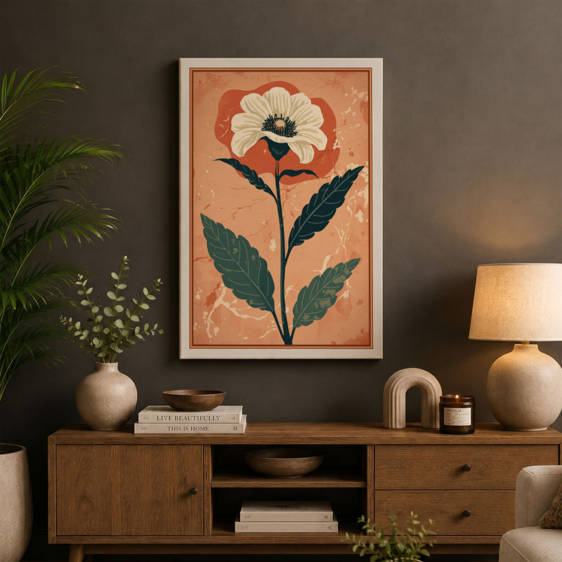 Pressed Flower Study Botanical - Wrapped Canvas, Black Border, 24x16 - 61.0 x 40.6 cm