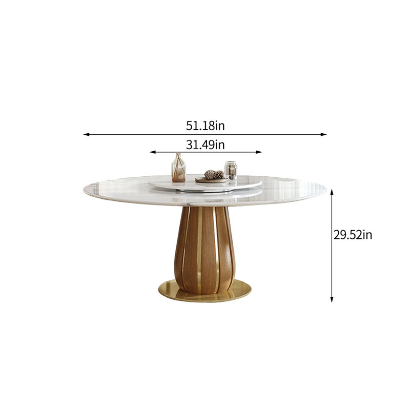 Simple Artificial Marble Round Dining Table, 29.52"H x 51.18"L x 51.18"W