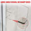 100*190*0.8cm, Frameless Walk-In Shower Enclosure with Dual Glass Shelves, Silver