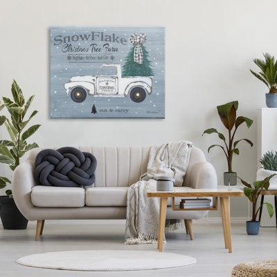 «Christmas Tree Farm Rustic Weathered Truck», encadré noir, art texturé par Pam Britton
