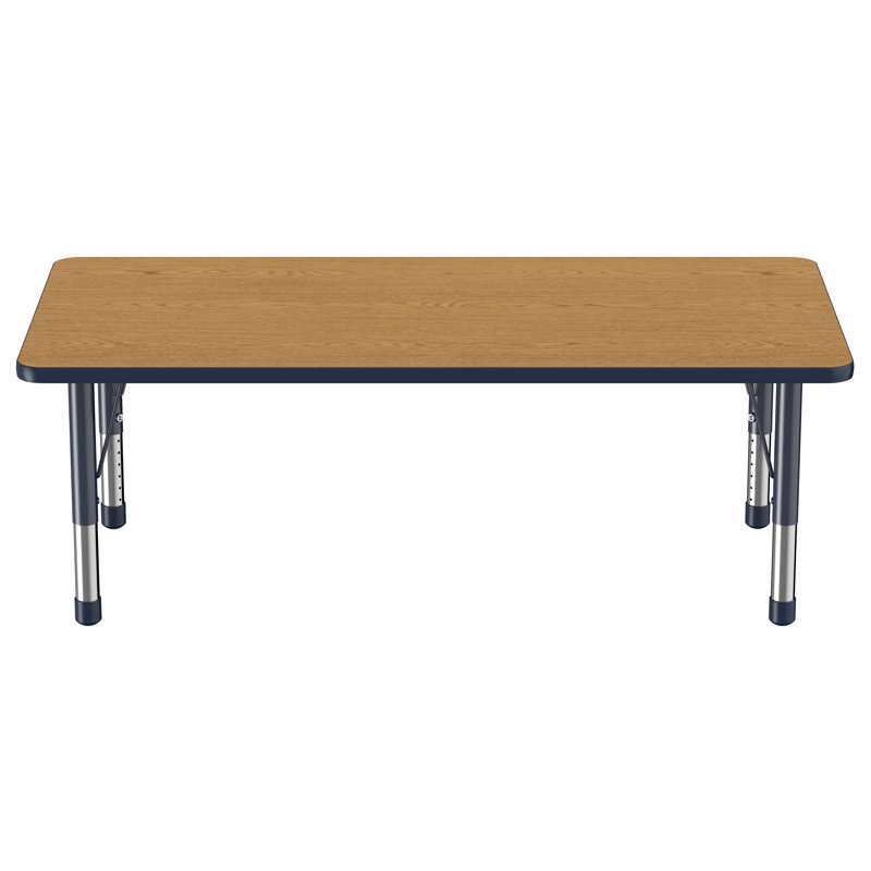 Table d'activité rectangulaire à hauteur réglable en forme de T, Épais, Gris / bleu marine / noir, 24 po x 72 po