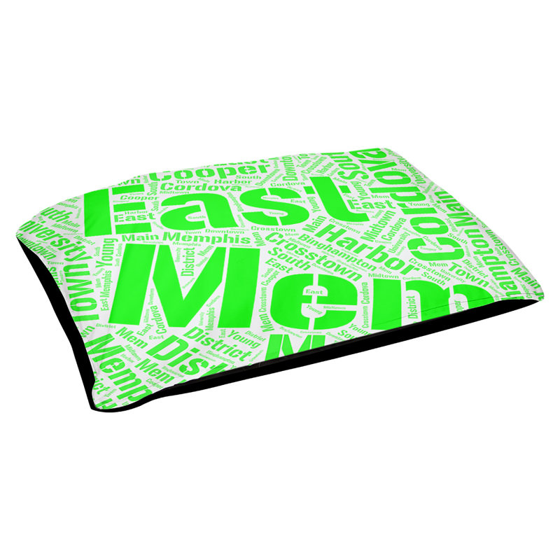 Coussin de chien « districts », Moyen (H 9,5 po x l 28 po x P 18 po), Vert, Memphis