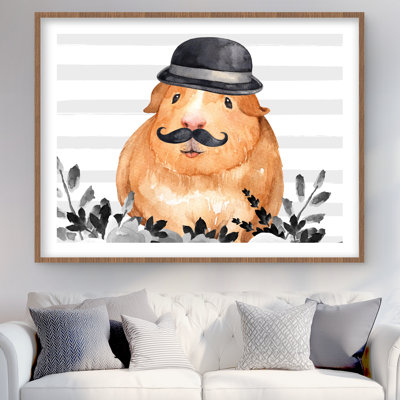 Guinea Pig Detective - Framed Matted Print for Home Decor