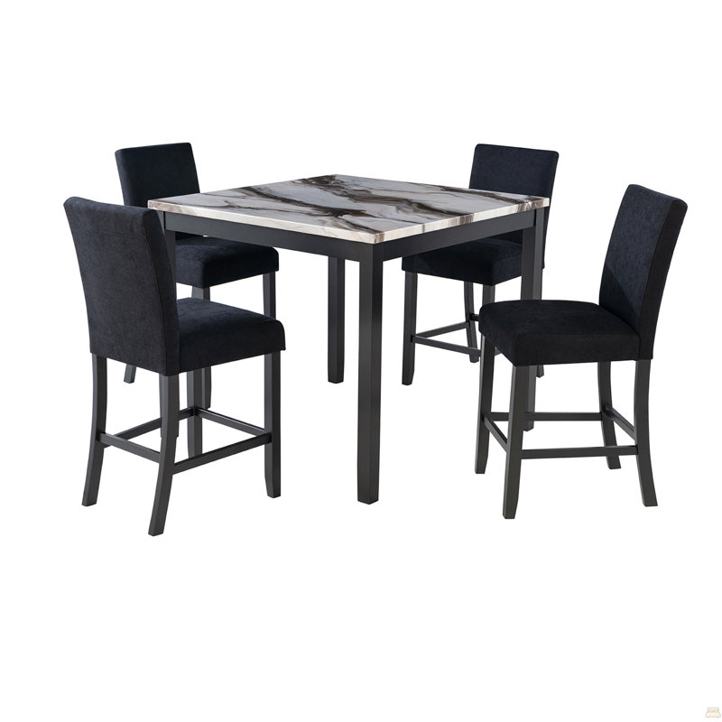 Table de bar Leoncia et 4 tabourets de bar