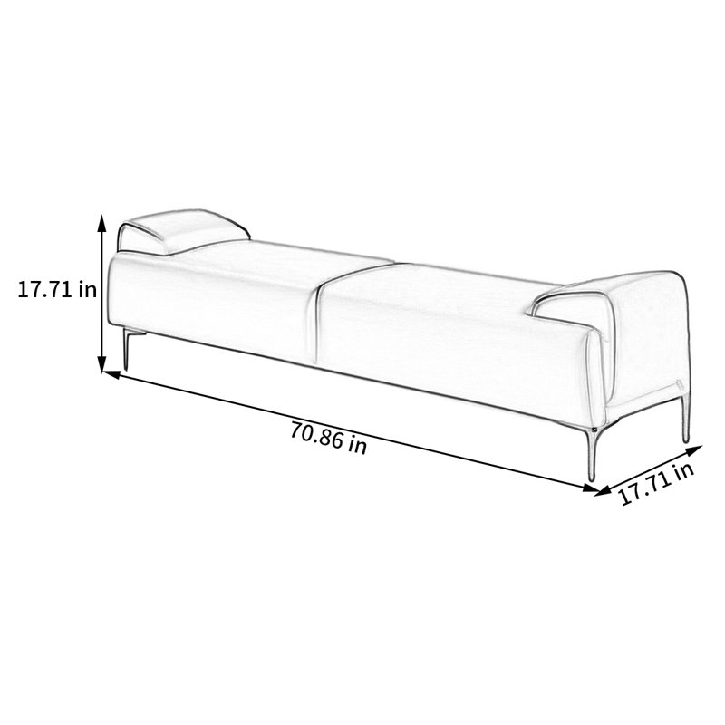 Banc rembourré Sayanna, H 17,71 po x l 70,86 po x P 17,71 po, Café