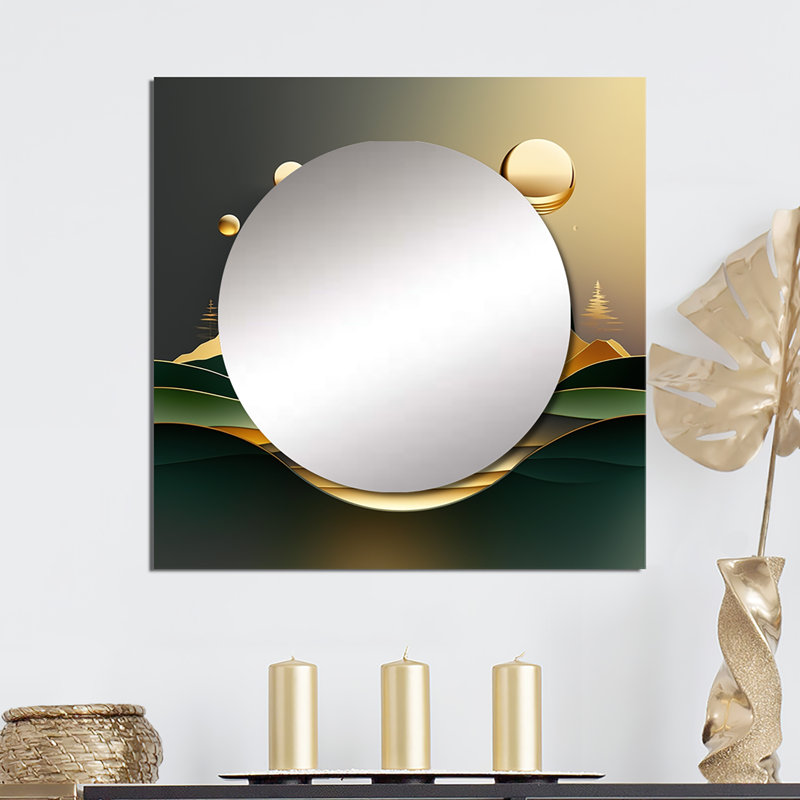 Whitting - Abstract Marble Square Mirror Wall Decor For Bedroom, 23" x 23"