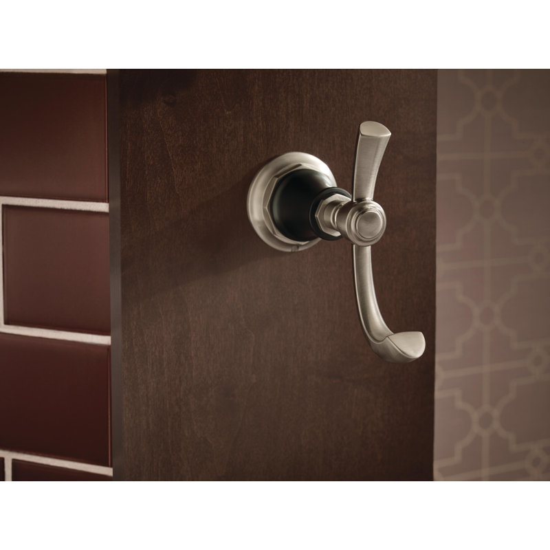 Rook® Double Robe Hook, Luxe Nickel/Matte Black