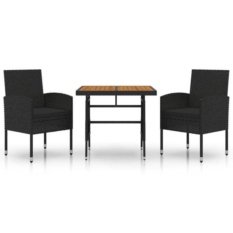 Hezkiah Square 2 - Person Bistro Set, Black, Black
