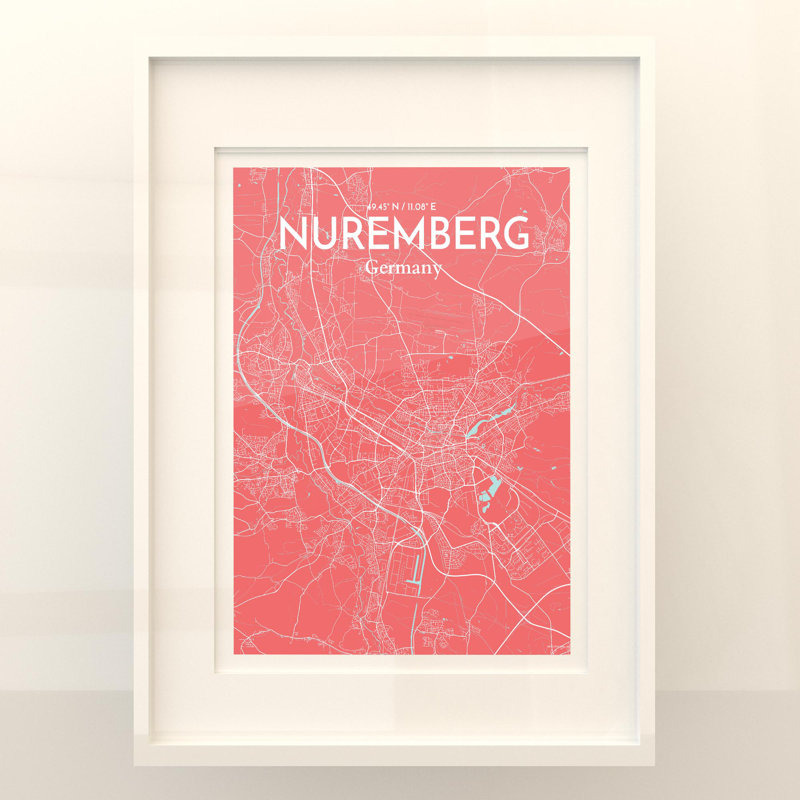 Nuremberg City Map In Maritime - No Frame Print, 24cm H x 18cm W x 0.05cm D