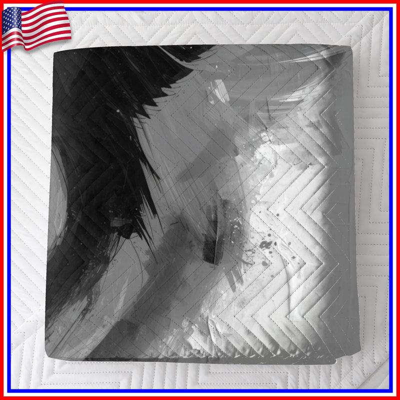 Monochrome Eagles Illustration Quilted Bedspread All Sizes, Queen