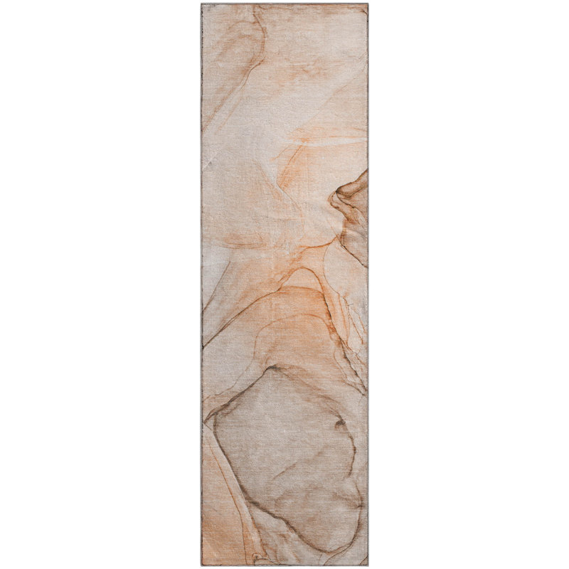 Tapis orange Cerrito AMF502 lavable à la machine de qualité supérieure, Tapis de couloir 2 pi 3 po x 7 pi 6 po